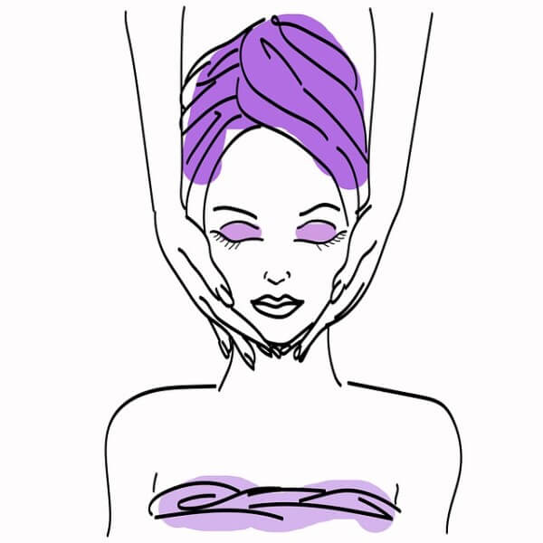 peppermint scalp massage in progress